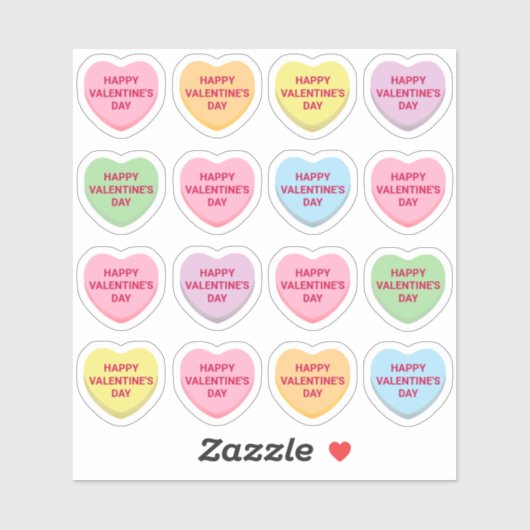 Happy Valentine's Day pastel op maat snoep harten Sticker (Vel)