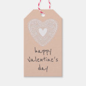 Happy Valentine's Day Peach Lace Heart Cadeaulabel (Voorkant)