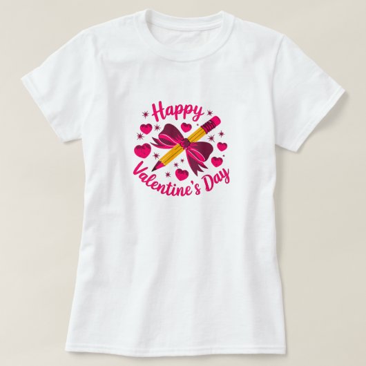 Happy Valentine's Day Pencil Hearts T-shirt (Design voorkant)