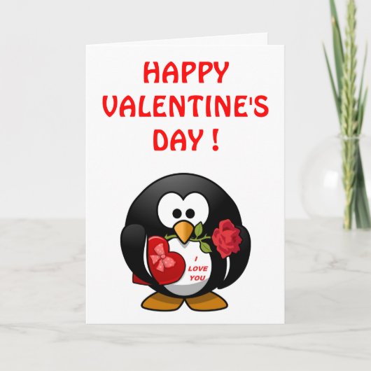 "HAPPY VALENTINE'S DAY" PENGUIN FEESTDAGEN KAART (Voorkant)