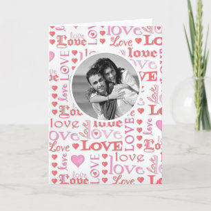 Happy Valentine's Day Photo Hearts Cute Script Feestdagen Kaart