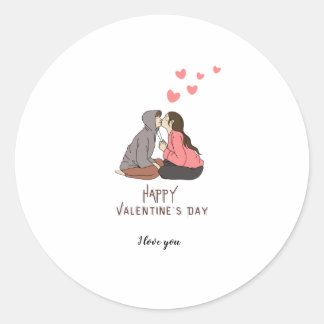 Happy Valentine's Day Photo Holiday Card Ronde Sticker