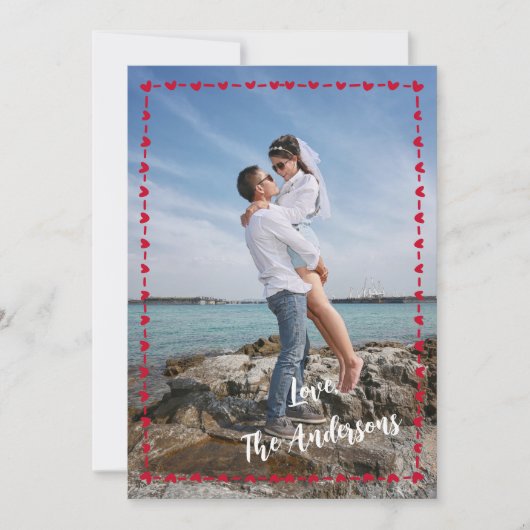 Happy Valentine's Day Photo Whimsical Heart Border Feestdagenkaart (Voorkant)