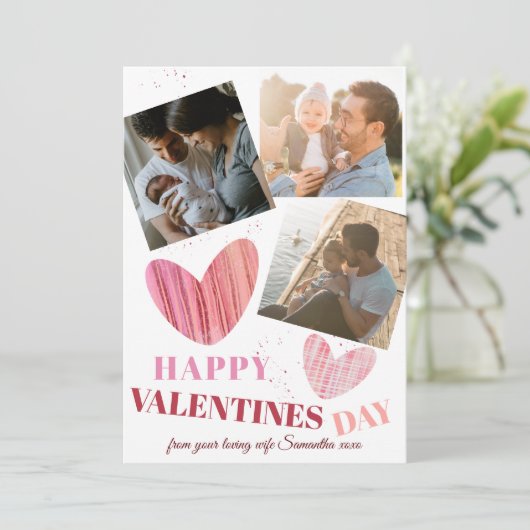 Happy Valentines Day Photocard Holiday Card Feestdagenkaart (Staand voorkant)
