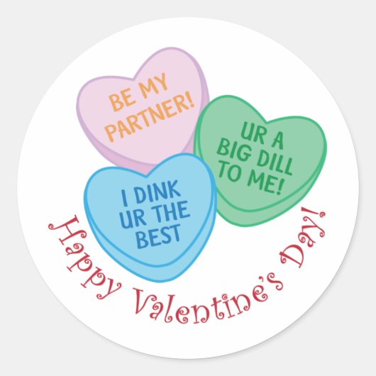 Happy Valentine's Day Pickleball Style-2 Ronde Sticker (Voorkant)