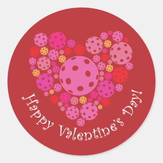 Happy Valentine's Day Pickleball Style Ronde Sticker (Voorkant)