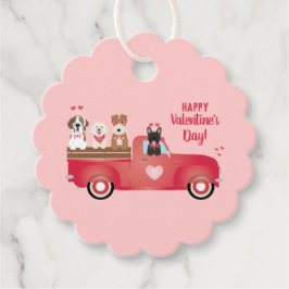 Happy Valentines Day Pickup Truck Love Dogs Bedankjes Labels