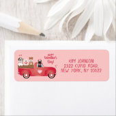 Happy Valentines Day Pickup Truck Love Dogs Etiket (Insitu)