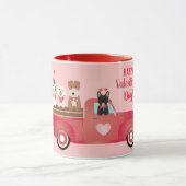 Happy Valentines Day Pickup Truck Love Dogs Mok (Midden)