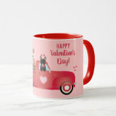 Happy Valentines Day Pickup Truck Love Dogs Mok (Voorkant rechts)