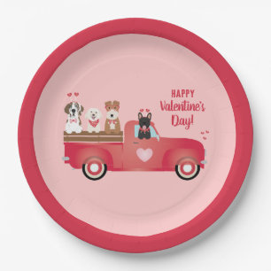 Happy Valentines Day Pickup Truck Love Dogs Papieren Bordje