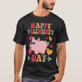 Happy Valentines Day Pig Heart Love Groovy T-shirt (Voorkant)