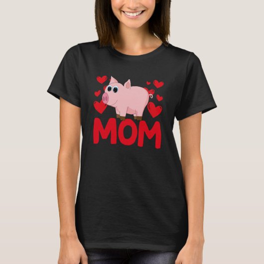 Happy Valentine's Day Pig Mom Mothers Day Valentin T-shirt (Voorkant)