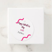 Happy Valentine's day pink black spiral bold lette Bedankjes Labels (In situ)