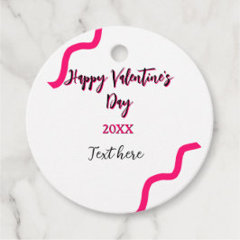 Happy Valentine's day pink black spiral bold lette Bedankjes Labels