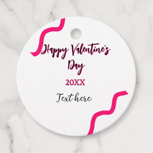 Happy Valentine's day pink black spiral bold lette Bedankjes Labels (Voorkant)