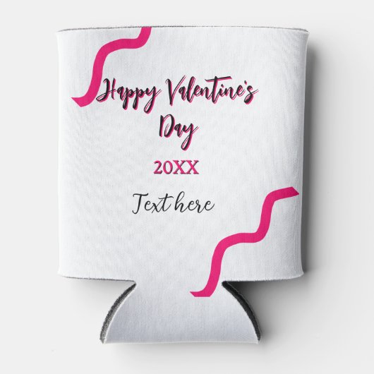 Happy Valentine's day pink black spiral bold lette Blikjeskoeler (Voorkant)