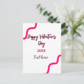 Happy Valentine's day pink black spiral bold lette Briefkaart (Staand voorkant)