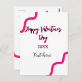 Happy Valentine's day pink black spiral bold lette Briefkaart (Voorkant / Achterkant)