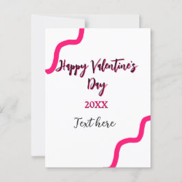 Happy Valentine's day pink black spiral bold lette Briefkaart