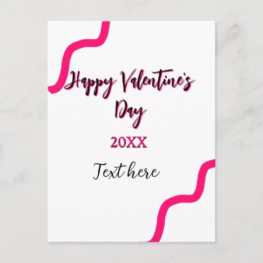 Happy Valentine's day pink black spiral bold lette Briefkaart (Voorkant)