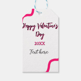 Happy Valentine's day pink black spiral bold lette Cadeaulabel