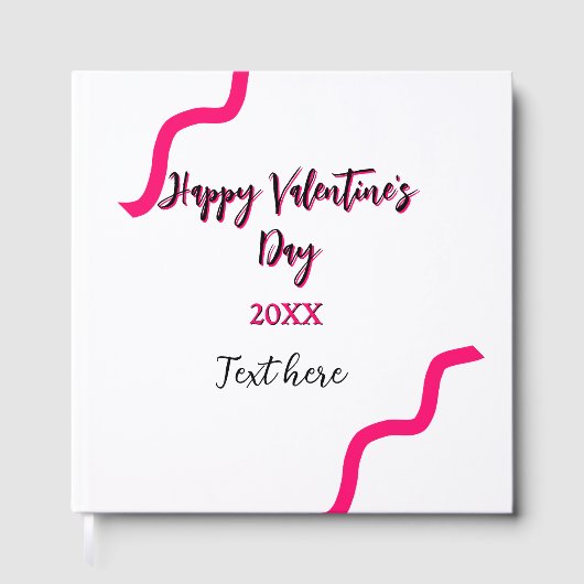 Happy Valentine's day pink black spiral bold lette Gastenboek (Voorkant)
