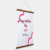 Happy Valentine's day pink black spiral bold lette Hangend Wandkleed (Gebogen)
