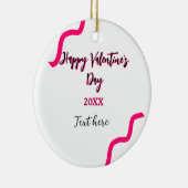 Happy Valentine's day pink black spiral bold lette Keramisch Ornament (Rechts)