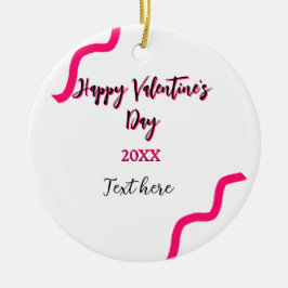 Happy Valentine's day pink black spiral bold lette Keramisch Ornament