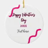 Happy Valentine's day pink black spiral bold lette Keramisch Ornament (Achterkant)