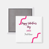 Happy Valentine's day pink black spiral bold lette Magneet (Voorkant / Achterkant)
