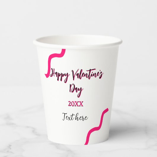 Happy Valentine's day pink black spiral bold lette Papieren Bekers (Voorkant)