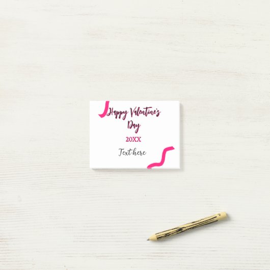 Happy Valentine's day pink black spiral bold lette Post-it® Notes (Op bureau)