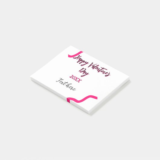 Happy Valentine's day pink black spiral bold lette Post-it® Notes (Schuin)