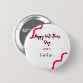Happy Valentine's day pink black spiral bold lette Ronde Button 5,7 Cm (Voorkant /achterkant)