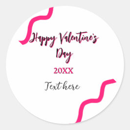 Happy Valentine's day pink black spiral bold lette Ronde Sticker