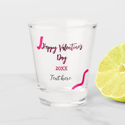 Happy Valentine's day pink black spiral bold lette Shot Glas (Voorkant)
