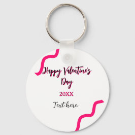 Happy Valentine's day pink black spiral bold lette Sleutelhanger