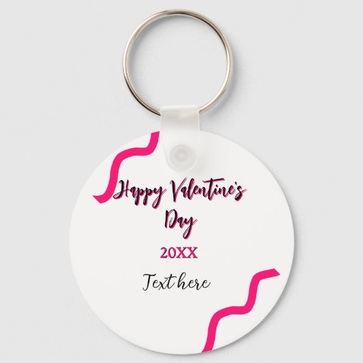Happy Valentine's day pink black spiral bold lette Sleutelhanger (Voorkant)