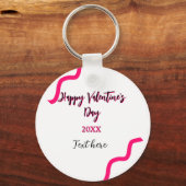 Happy Valentine's day pink black spiral bold lette Sleutelhanger (Voorkant)