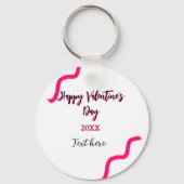 Happy Valentine's day pink black spiral bold lette Sleutelhanger (Achterkant)