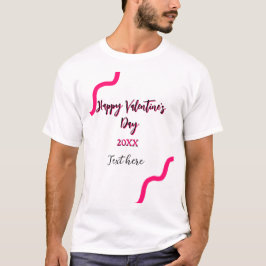 Happy Valentine's day pink black spiral bold lette T-shirt