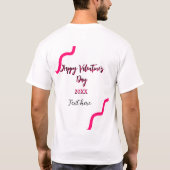 Happy Valentine's day pink black spiral bold lette T-shirt (Achterkant)