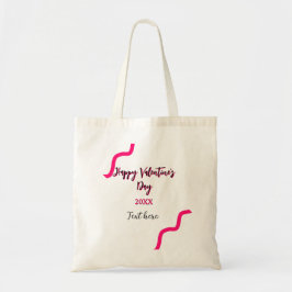 Happy Valentine's day pink black spiral bold lette Tote Bag