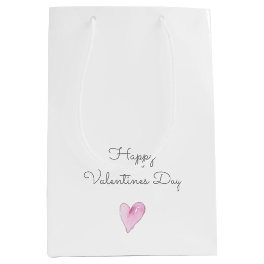 HAPPY VALENTINES DAY Pink Heart Sweet Love Medium Cadeauzakje (Voorkant)