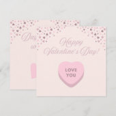 Happy Valentine's Day Pink Hearts Flat Kaart (Voorkant / Achterkant)
