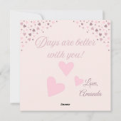 Happy Valentine's Day Pink Hearts Flat Kaart (Achterkant)