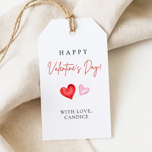 Happy Valentine's Day Pink & Red Hearts Cadeaulabel
