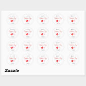 Happy Valentine's Day Pink & Red Hearts Ronde Sticker (Vel)